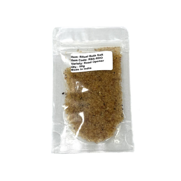 Shreyshti Ritual Bath Salt Road Opener, 50g stand able pouch, a combination of salts, fragrances and herbs for space clearing and cleansing, anoint candles and cleansing tools or crystals - Image 2